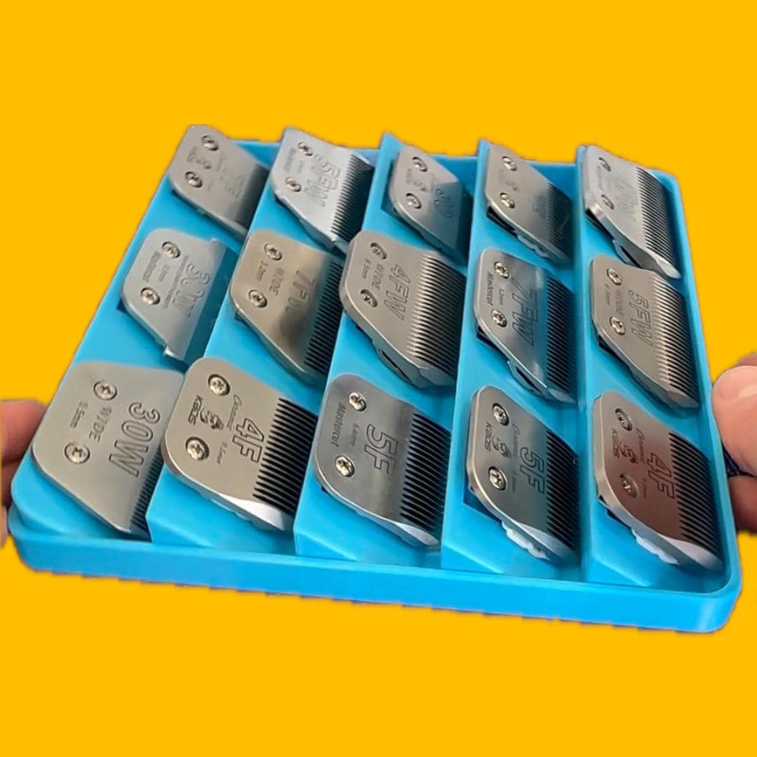 Dog Grooming Clipper Blade Holder: 3D Printed Organizer, Holds 12 Blades